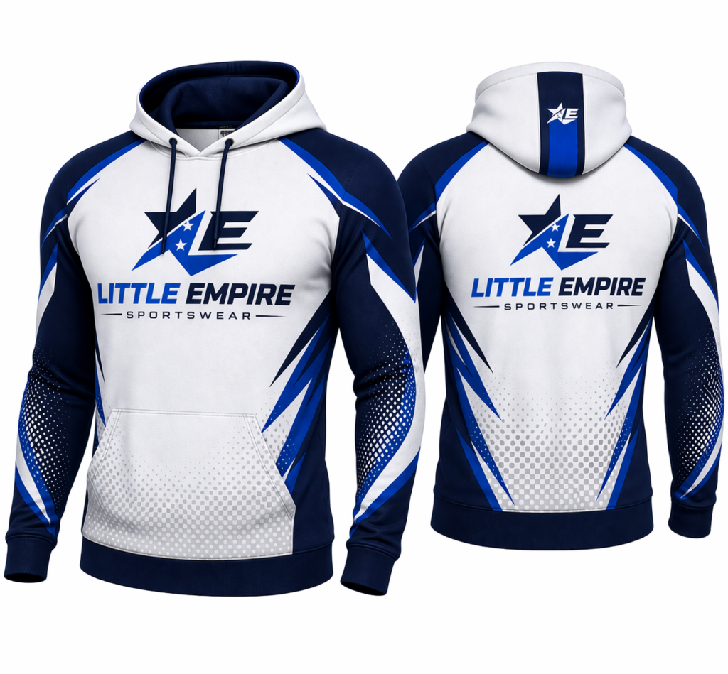 Custom hoodie front and back view professional sportswear