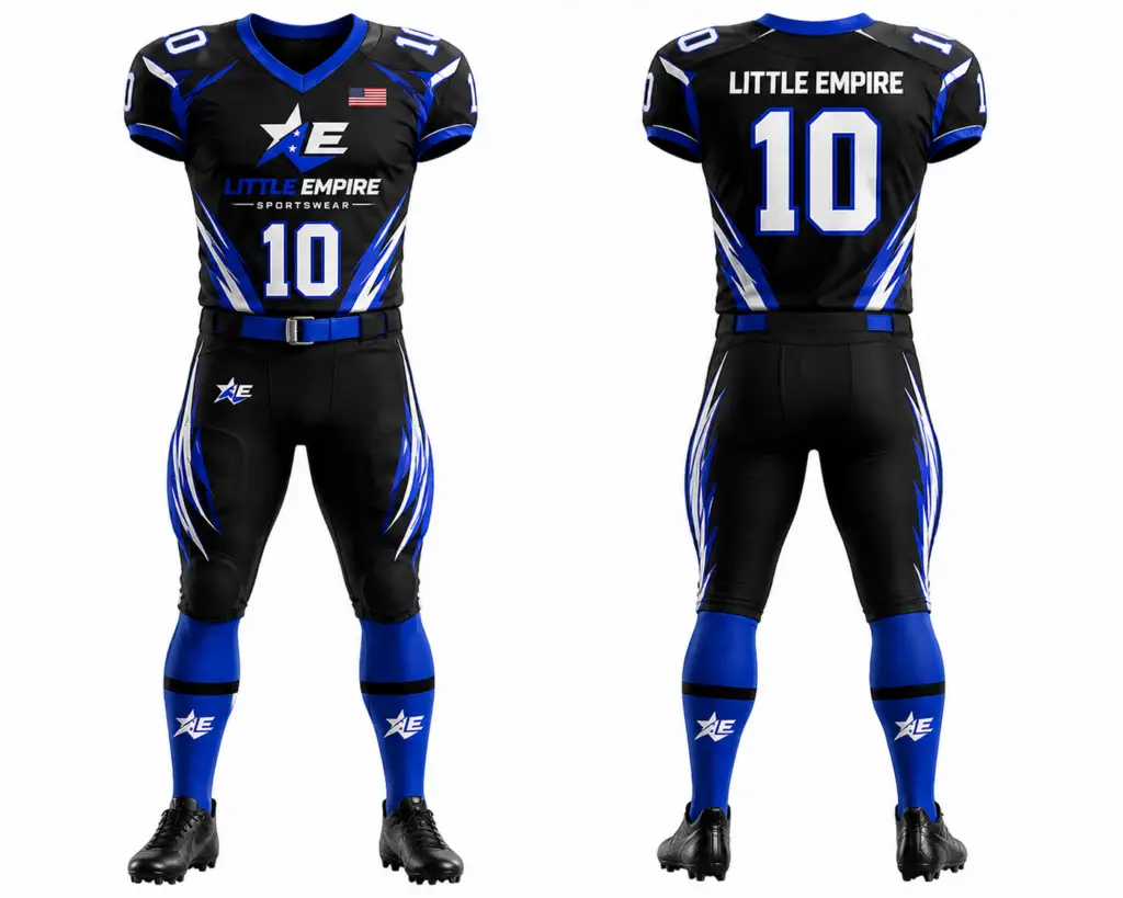 American football uniform front and back view custom sublimation teamwear