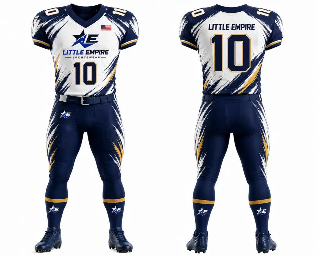American football uniform front and back view custom sublimation teamwear
