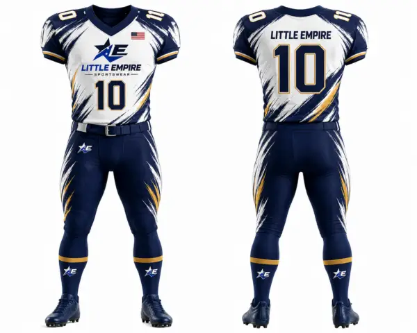 American football uniform front and back view custom sublimation teamwear