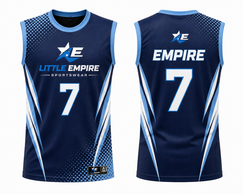 7v7 practice jersey blue sublimation front and back view custom football training jersey