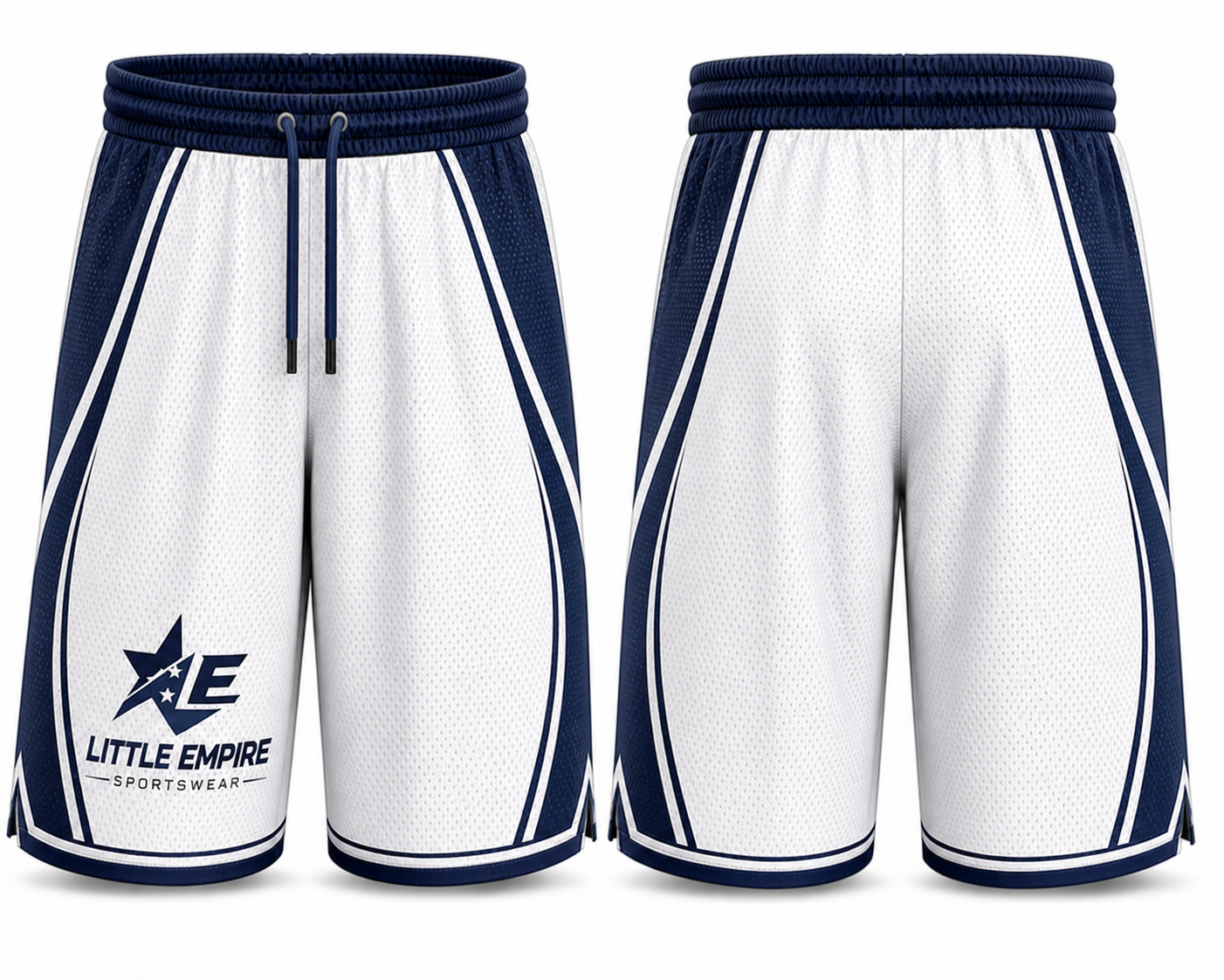 Custom basketball shorts front and back view professional sportswear