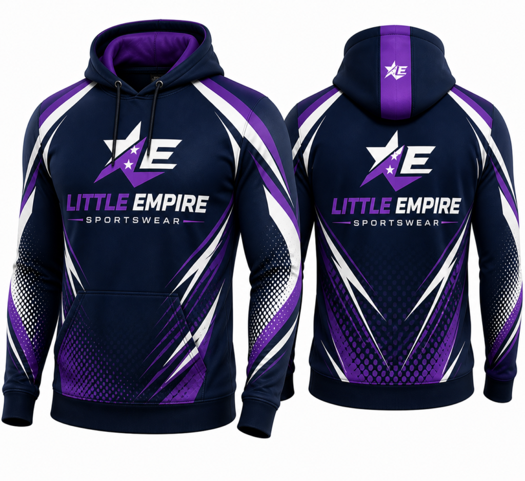 Custom hoodie front and back view professional sportswear