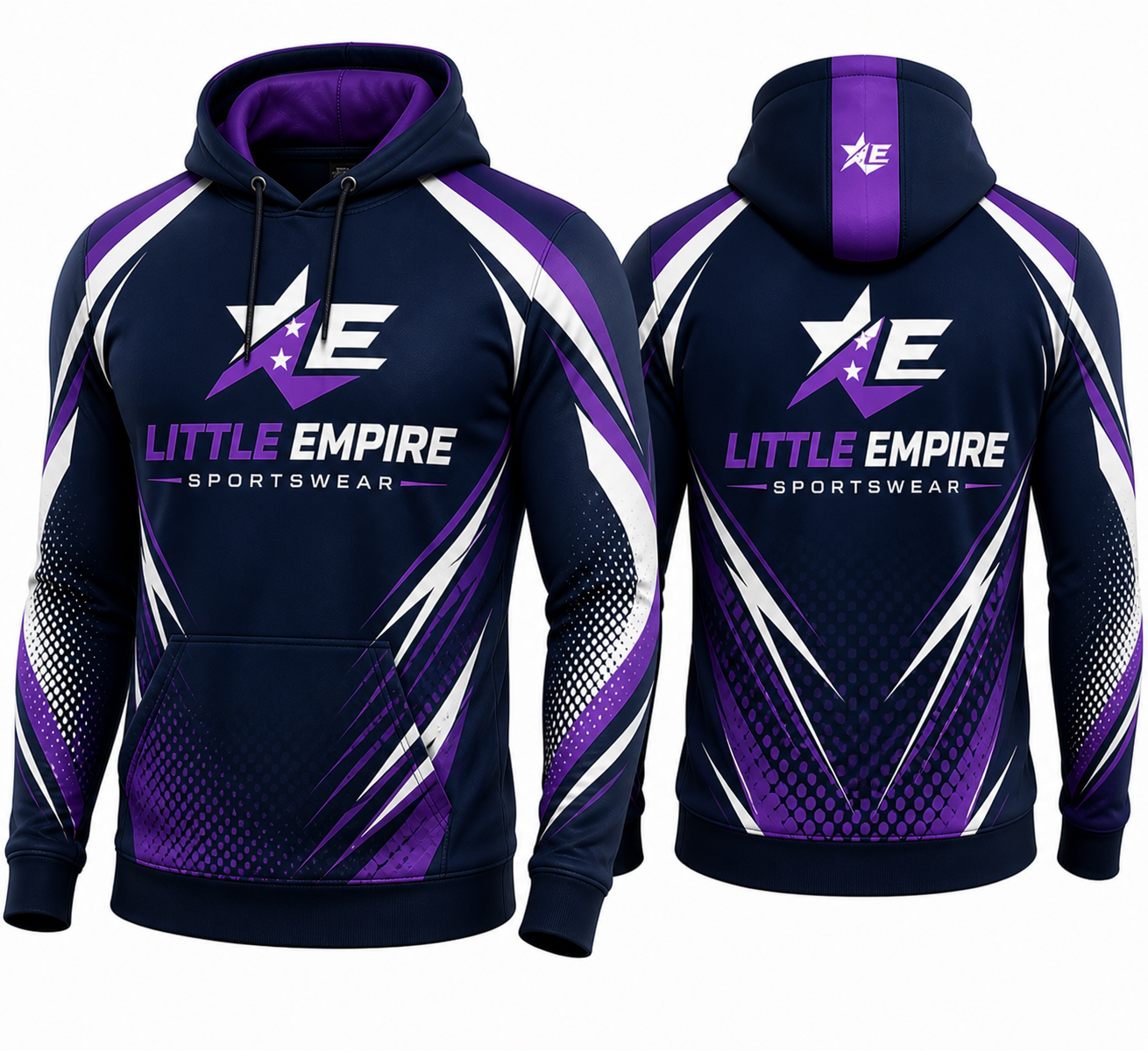 Custom hoodie front and back view professional sportswear