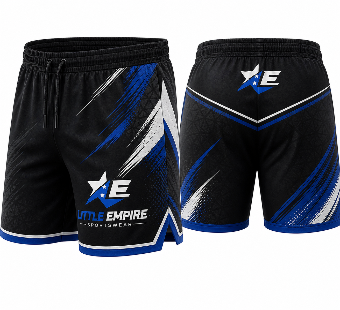 Custom sports shorts front and back view professional sportswear