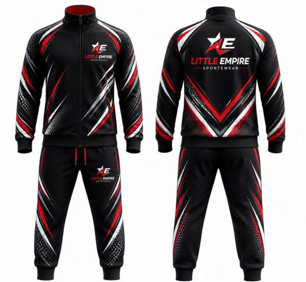 Custom tracksuit front and back view professional sportswear