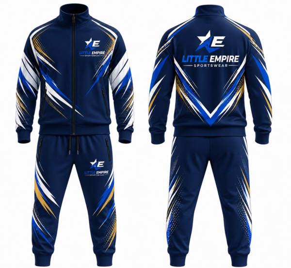 Custom tracksuit front and back view professional sportswear