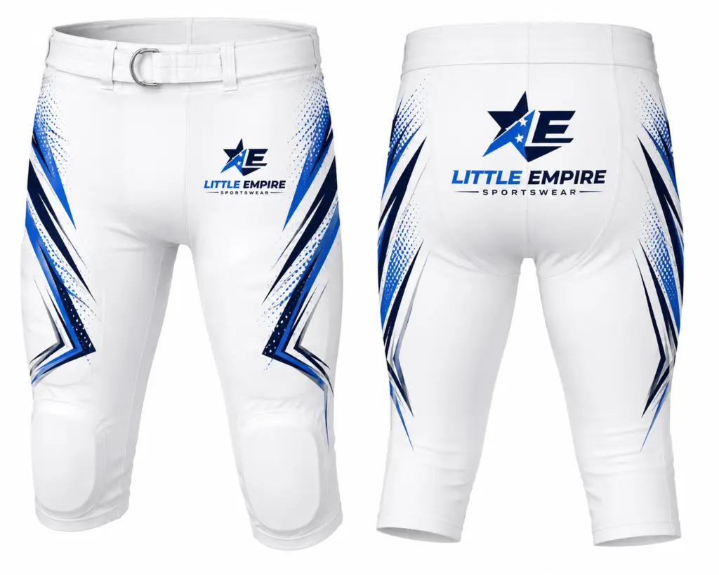 Padded American football pants front and back view custom sublimation sportswear