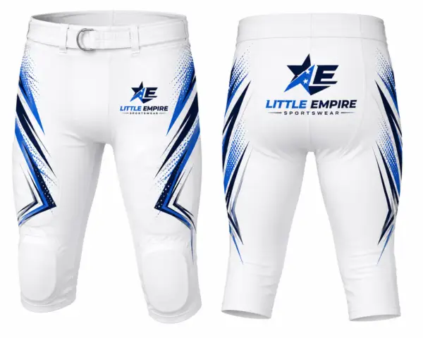 Padded American football pants front and back view custom sublimation sportswear