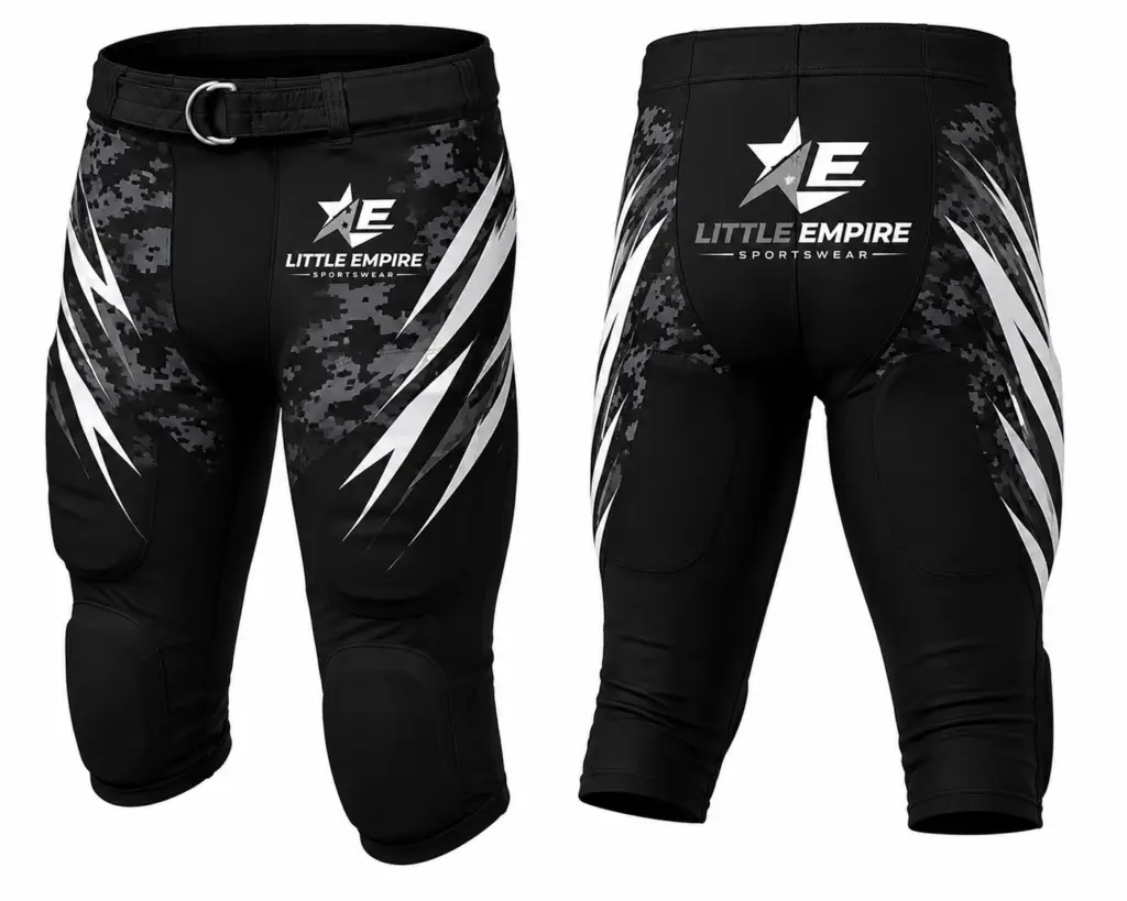 Padded American football pants front and back view custom sublimation sportswear