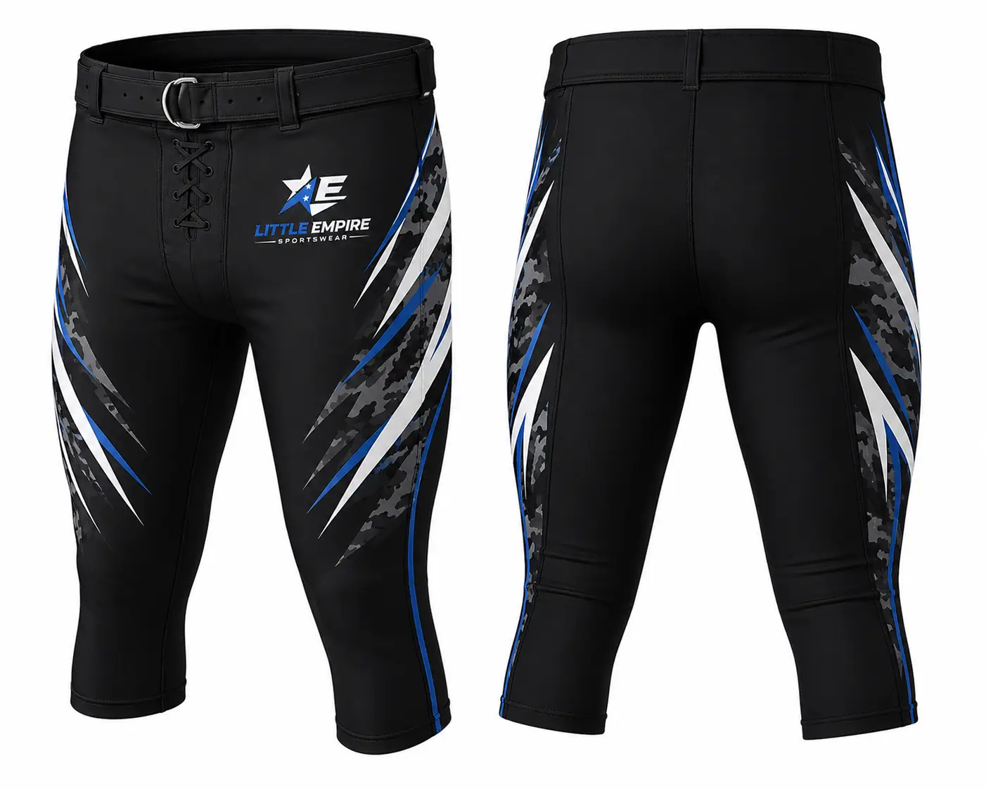 American football pants front and back view custom sublimation sportswear