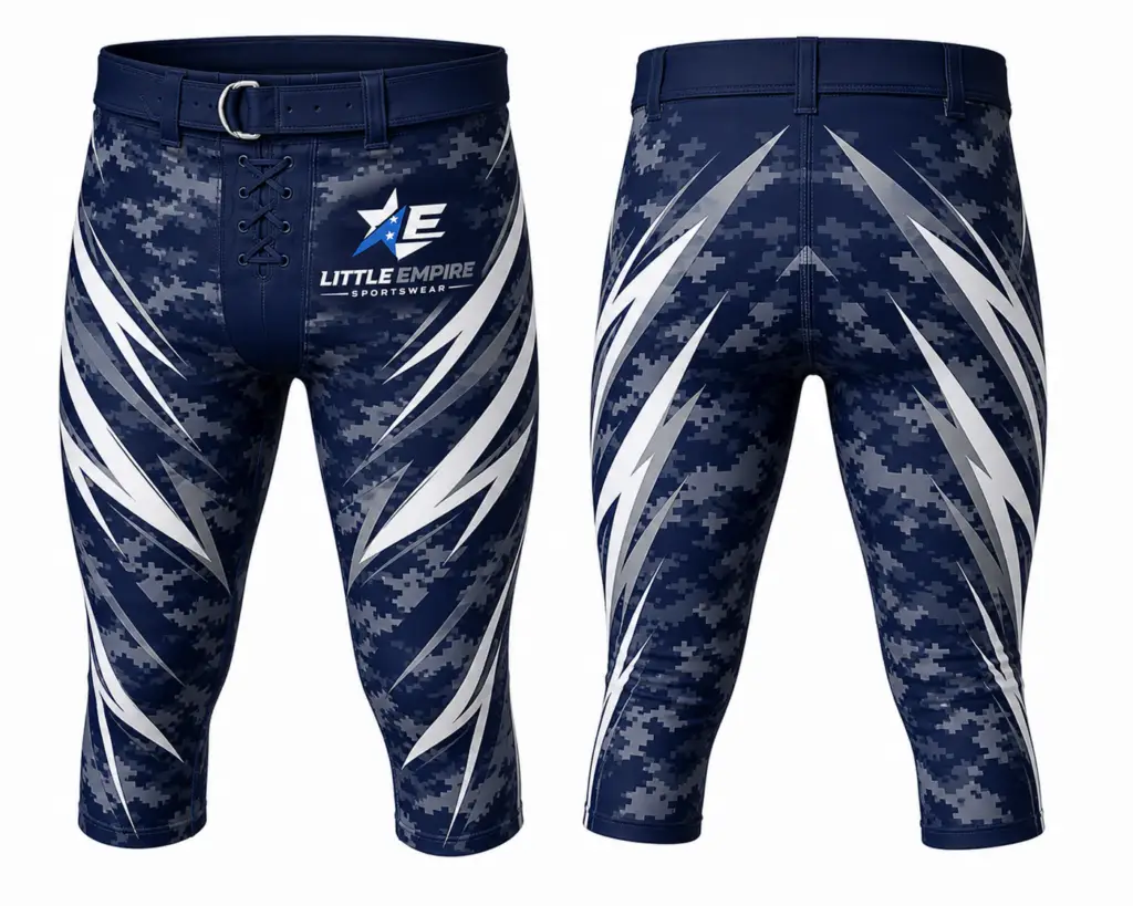 American football pants front and back view custom sublimation sportswear