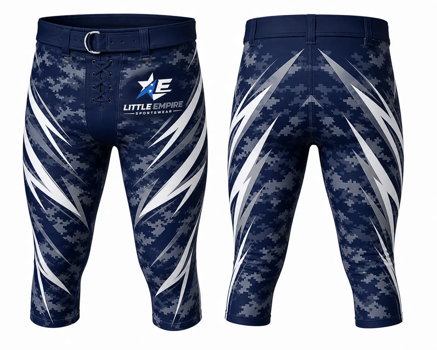 American football pants front and back view custom sublimation sportswear