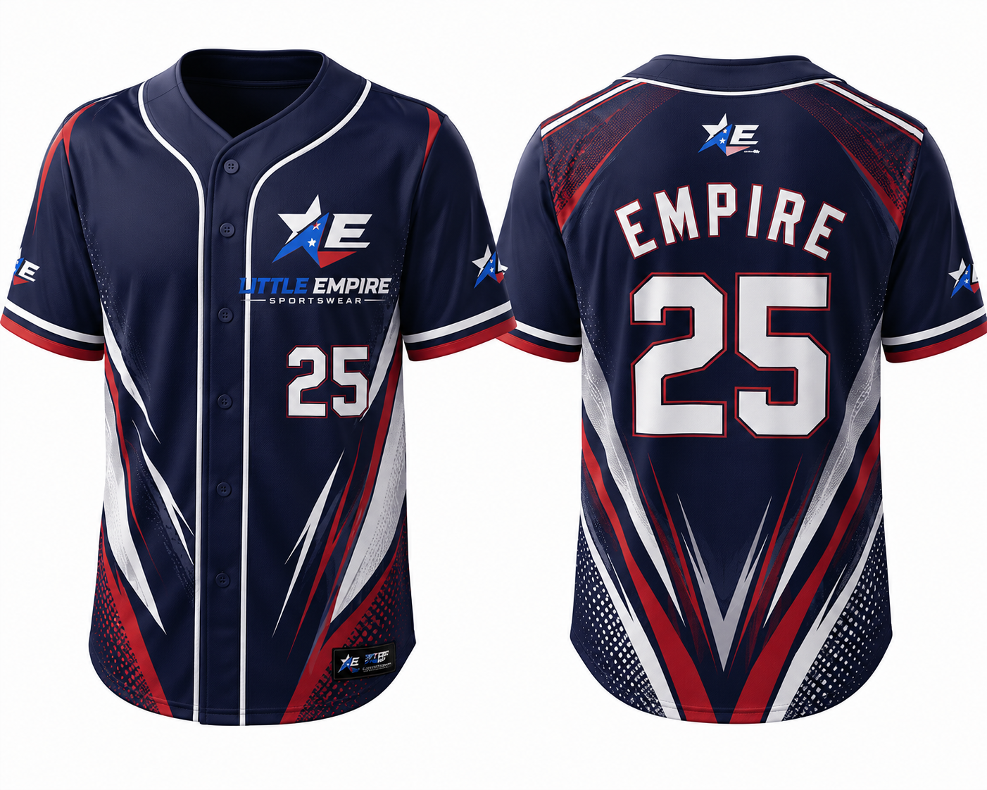 Custom baseball jersey front and back view professional sportswear