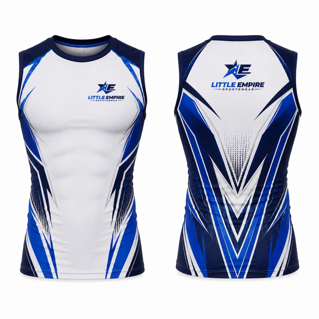 Compression sleeveless shirt front and back view custom sportswear