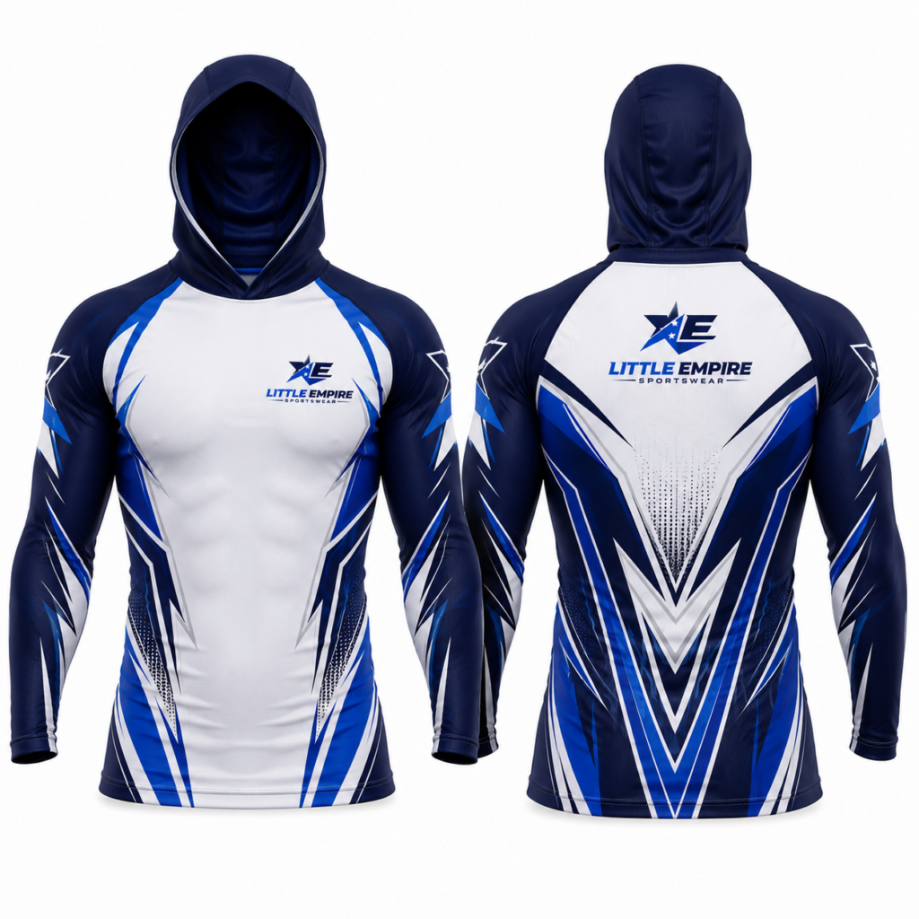 Compression hoodie front and back view custom sportswear