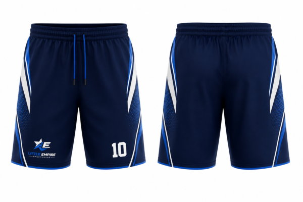 Soccer shorts front and back view custom football sportswear