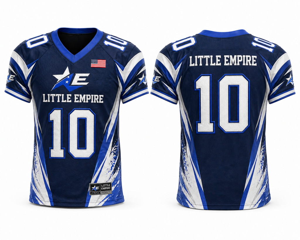 American football jersey custom sublimation front view breathable performance sportswear