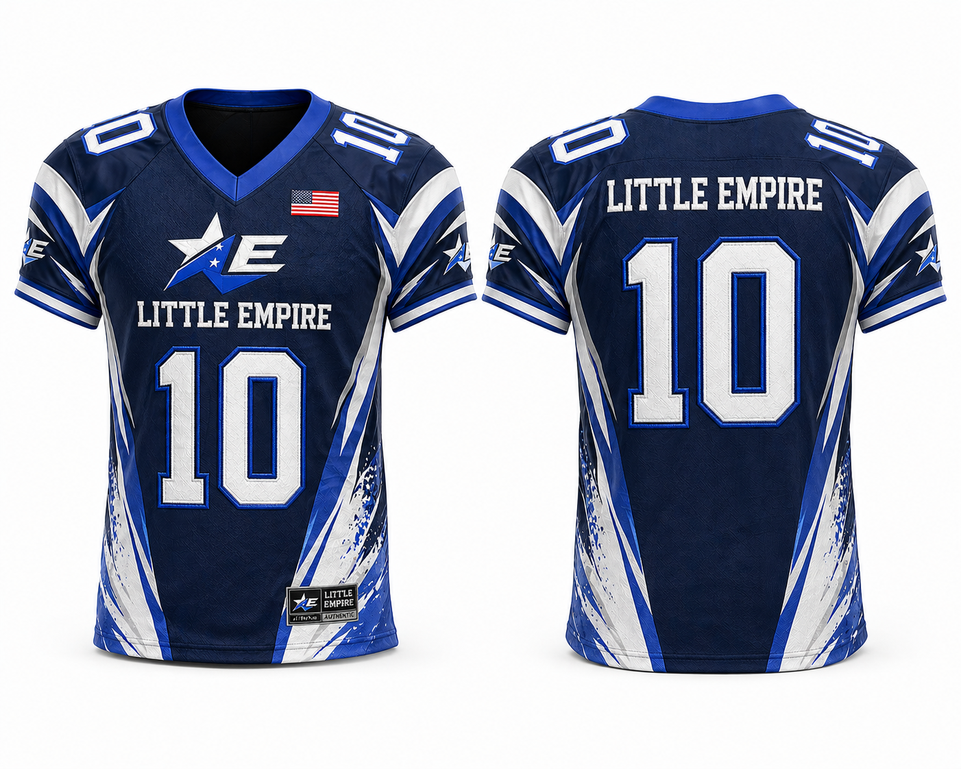 American football jersey custom sublimation front view breathable performance sportswear
