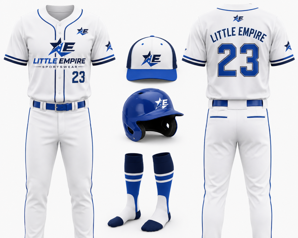 Custom baseball uniform front and back view professional sportswear