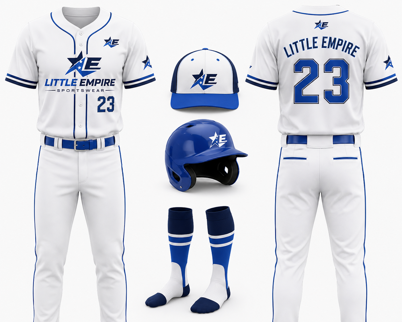 Custom baseball uniform front and back view professional sportswear