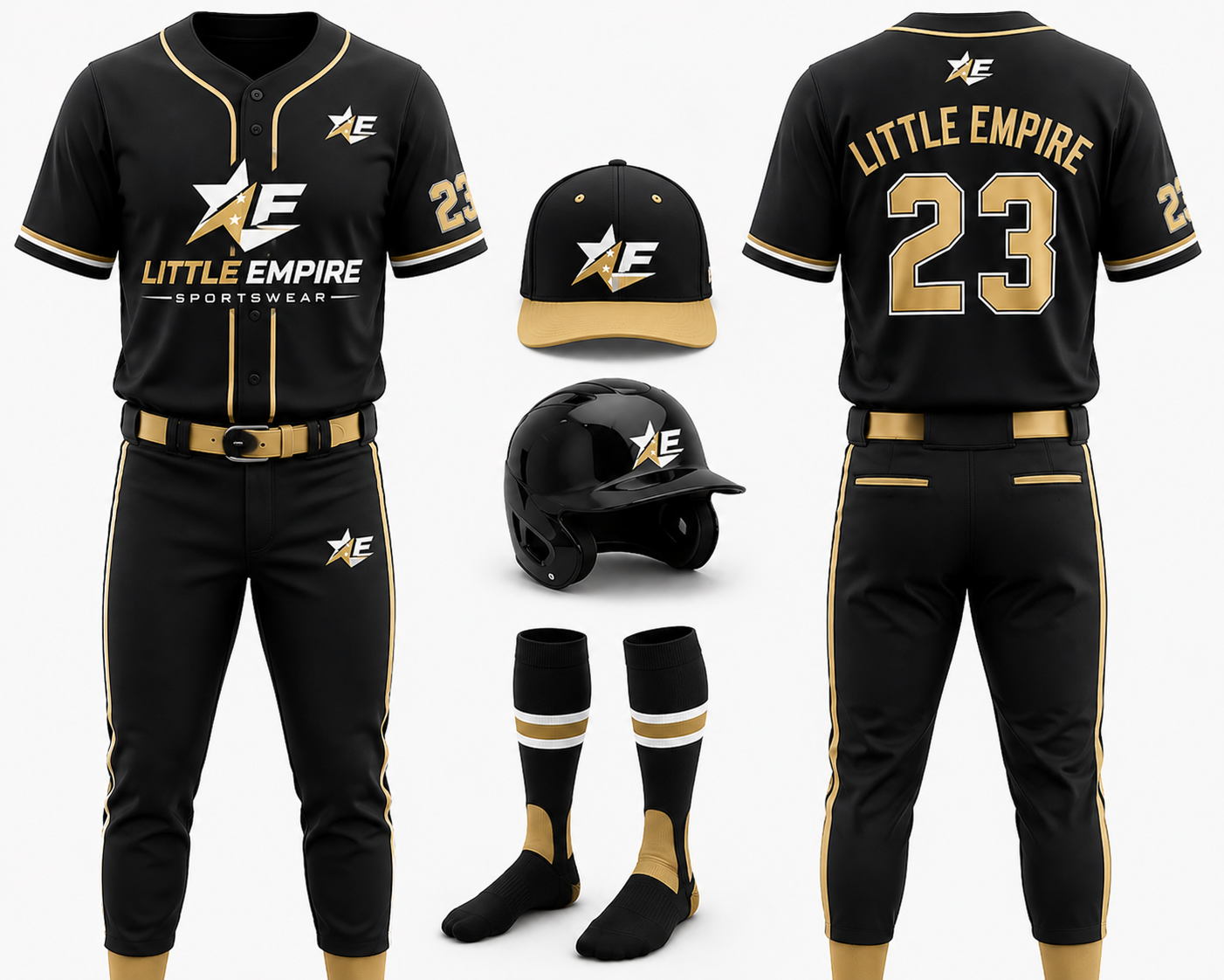 Custom baseball uniform front and back view professional sportswear
